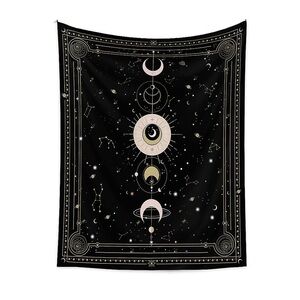 Moon Phases Witchy Themed Black Wall Tapestry Decor